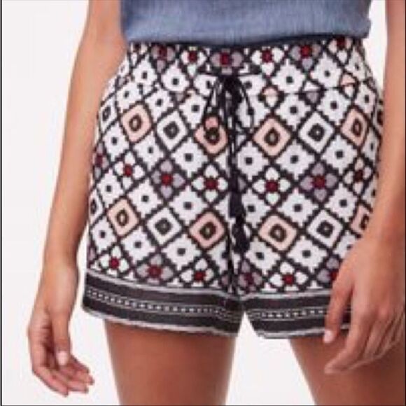 Loft Patchwork Fluid Linen Shorts - Picture 1 of 4